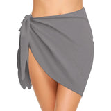 GETADME 여성 짧은 사롱 수영복 커버업 비치 비키니 랩 시스루 짧은 치마 쉬폰 스카프 수영복 커버업