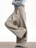 GETADME 2025 Trend Y2K Style Baggy Striped Pleated Women's Casual Jeans Pants For Woman Clothing Wide Leg Harajuku Cotton Long Trousers