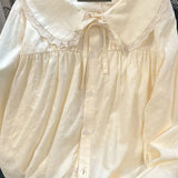 GETADME Xpabb 스위트 레이스 플로럴 턴다운 칼라 셔츠 여성 가을 ​​긴팔 루즈 캐주얼 블라우스 여성용 올매치 버튼 셔츠