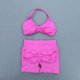 GETADME 2 Piece Sports Gym Set Strappy Bra Yoga Underwear Short Sport Leggings Bicycle Running Sportswear Woman Seamless Yoga Set
