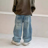 GETADME RAISE Spring Kids Boy Jeans Retro Children Boys Straight Denim Pants 2-10Yrs Boys Casual Versatile Trousers Infant Baby Boy Pant