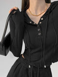 Getadme-Crop Tops Women T-shirts Hooded Sweatshirt Long Sleeve Tees Y2k Clothes Korean Casual Woman Tshirts Poleron Mujer