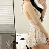 GETADME Cute Women Hanging Neck Sweet Swimwear Sexy One-piec Beach Wear Swim Suit Beach Dress Swimsuit High Waist Bathing Suit for Girls
