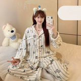 GETADME Autumn Winter New Pajamas Lapel Neck Long Sleeve Colourful Dot Print Warm Sleepwear Thick Casual Pajamas Coral Fleece Two-Piece