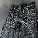 GETADME Y2K Baggy Jeans vintage Splicing embroidery Pattern high quality jeans Hip Hop Gothic Streetwear men women Casual wide leg jeans