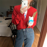 GETADME 2025 Hauts à manches longues style vintage Y2K, cardigan coréen en maille, pull polyvalent à col rond et coupe amincissante, idéal pour l'automne et l'hiver.