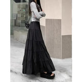 GETADME Elegant Versatile High-waisted Cake Long Dress White Skirt For Women Summer 2025 New Style Big Umbrella Skirt