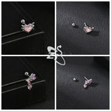 GETADME ZS 1 Piece 20G Cute Heart Stud Earring For Children Women Pink CZ Crystal Earrings Ear Cartilage Helix Conch Piercing Jewelry