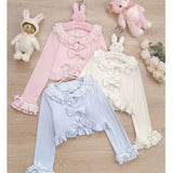 GETADME 카와이 로리타 크롭 니트 가디건, 하트 레이스 오픈워크 스프링 커버업, 일본식 빈티지 스타일 자외선 차단 스웨터 