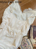 GETADME French Sweet Vintage Fairy Dress Women 2026 Autumn Lace Sexy Casual Korean Dress Female Court Chiffon Elegant Long Strap Dresses