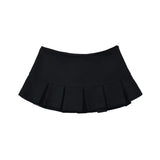 GETADME HOUZHOU Terry Fabric Y2K Mini Skirt Women Low Waist Wide Pleat Light Grey Sexy Vintage A-line Pleated Skirt Casual Skort Summer