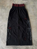 GETADME Men's White Wide Leg Casual Trousers Layered Waist Graphic Print Lounge Pants 2026