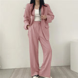 GETADME Fashion 2025 Spring and Autumn Small Suit Retro jacket slim 2-piece Set For Women Korean Style Casual Top and Pants Suit
