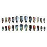 Getadme 24pcs Vintage Country Style False Nails Cute Cartoon Little Lamb Rabbit Rose Printed Press On Nails Wave Point Bows Fake Nail