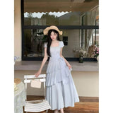 GETADME French Elegant Vintage Summer Women Dresses Design Irregular Evening Dresses Fashion Slim Fit Female Korean Style Long Dresses
