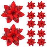 GETADME Glitter Artificial Flowers for Christmas Tree, Christmas Ornaments,Pink,Red,Gold, Xmas Decoration for Home, 14.5cm