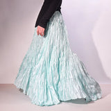 GETADME Good Quality Women Spring Long Skirts Wide Hem Pleated Design High Waist A-Line Dance Maxi Skirts Faldas Femme Streetwear