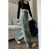Getadme  Vintage 90S Baggy Straight Denim Trousers Female Y2K High Waist Loose Wide Leg Jeans Women Streetwear All-Match Casual Pants New