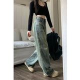 Getadme 7 Vintage 90S Baggy Straight Denim Trousers Female Y2K High Waist Loose Wide Leg Jeans Women Streetwear All-Match Casual Pants New