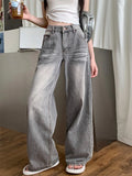 GETADME Women Streetwear Baggy 2000s Y2k Japanese American Vintage Denim Pants Harajuku Long Trousers Jean Loose Vintage Dark Academia