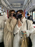 Lamb Fur Grass Coat for Women Korean Version 2023 Medium Length Loose Standing Neck Woolen Coat for Women  Fur Coat Women