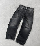 GETADME New Y2K Harajuku Retro Graphic Patch Jeans Hip Hop Gothic Raw Edge Embroidery Black Baggy Jeans Wide Leg Denim Pants Mens Womens