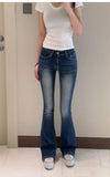 GETADME High Waist Sexy Split Denim Jeans Long Leg Lengthening Bell Bot Cotton Stretch Denim Pants for Women Spring Autumn