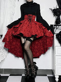 GETADME 2025 New Retro Gothic High Waist Swallowtail Skirt Women's Steampunk Vintage Lace Up Asymmetrical High Low Skirts Outfits Party