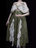 GETADME 2025 New Lolita Retro Jacquard Elegant Dress Y2K Vintage Cosplay Green Daily Temperament Gorgeous Elegant Queen Princess Dresses