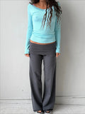 GETADME Womens Y2k Wide Leg Sweatpants for Women Fold Over Low Rise Flare Yoga Lounge Pants Back to School Clothes for Teen Girls ﻿