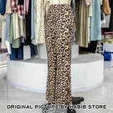 GETADME High Waist Leopard Print Flare Leggings Pants Korea Style 2025 Summer Autumn Women Fashion Sexy Bodycon Trousers Club Pants Slim