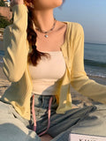 GETADME Women Summer New Cardigan Korean Elegant Knitted Long Sleeve Female Casual Sweater Tanks Fashion New Slim Ladies Casual Tops