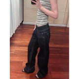 GETADME Women Blue Y2k Baggy Straight Jeans Harajuku Vintage Boyfriend Denim Trousers Japanese 2000s Style Jeans Pants Oversize Clothes