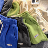 Getadme 루즈 램 울 벨벳 레깅스 가을 겨울 여성 캐주얼 스포츠 바지 두꺼운 플리스 따뜻한 스웨트 팬츠 헐렁한 조거 팬츠 