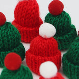 GETADME (10 Pieces/pack) 4x6cm Mini Christmas Knitted Hat Plush Yarn Finger Hat Christmas Decoration Holiday Handmade DIY Pendant