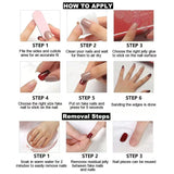 GETADME 24개입 심플 화이트 프렌치 가짜 손톱 아몬드 셀프 접착식 손톱 눌러 붙이는 인조 손톱 저렴한 가격 여자용 눌러 붙이는 손톱