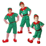 GETADME New Christmas Santa Claus Costume Green Elf Cosplay Family Carnival Party New Year Fancy Dress Clothes Children adult suit Gift