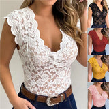 GETADME Women Tops Summer Sexy Lace Crochet Cardigan Casual Solid Color Trend Lace Hollow Out Top For Ladies