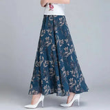 GETADME Summer Chiffon Floral Maxi Skirt Women Long High Waist Holiday Dance Skirt Elegant Beach Boho Hot Sale Lady Vintage Girl Fairy