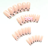 GETADME 24pcs Upgrade Your Look With Pink leopard print bow full coverage false nail set 1pc Nail File & 1Nail Glue Sticker Kit Nails