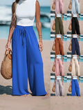 GETADME 2025 Cross border Women's Four Seasons Wide Leg Loose Drawstring Casual Fashion Pants