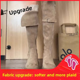 GETADME Knee-high Faion Boots Women's round Toe High Heel Thi Bot Long Boots Autumn Winter New Coarse Heel Knight Boots