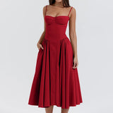 GETADME 2025 Summer Sexy Spaghetti Strap Long Dresses Slim French Vintage Elegantes Style Suspender Party Dress Vestidos Robes Longues