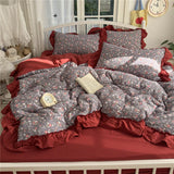 GETADME 3/4Pcs Korean Princess Style Ruffles Bedding Set Single Queen King Size Duvet Cover Set Bed Sheet Pillowcases