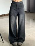 GETADME Slimming High-waisted Jeans For Women Pear-shaped Loose-fit Straight-leg Bell Bottoms Plus-size Female Denim Trousers