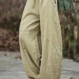 GETADME Elegant Women's Cotton Linen Baggy Cargo y2k Pants Vintage Elastic Waist Trousers Loose Casual Long Wide Leg Oversize Clothes