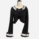 GETADME 카와이 로리타 크롭 니트 가디건, 하트 레이스 오픈워크 스프링 커버업, 일본식 빈티지 스타일 자외선 차단 스웨터 