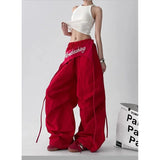 GETADME Korean Y2K Cargo Pants Women Streetwear Letter Print Baggy Sweatpants Gyaru Harajuku Wide Leg Joggers Summer Casual Trousers