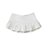 GETADME HOUZHOU Terry Fabric Y2K Mini Skirt Women Low Waist Wide Pleat Light Grey Sexy Vintage A-line Pleated Skirt Casual Skort Summer