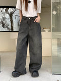 GETADME 2026 Ropa Y2K Fashion Vintage Striped Wide Leg Baggy Jeans Pants For Women Clothes Straight Washed Black Casual Lady Trousers